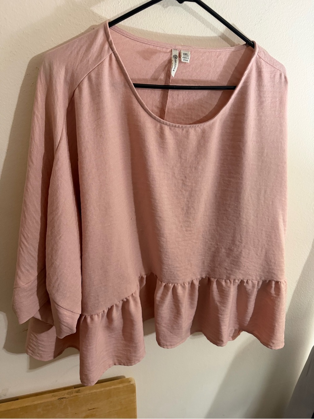 Versona Size XXL Dusty Rose Ruffle-Hem Peplum Blouse